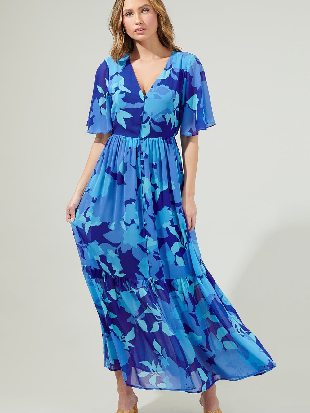 Sugarlips Alegria Floral Pismo Button Down Flutter Maxi Dress - NWT - 3X